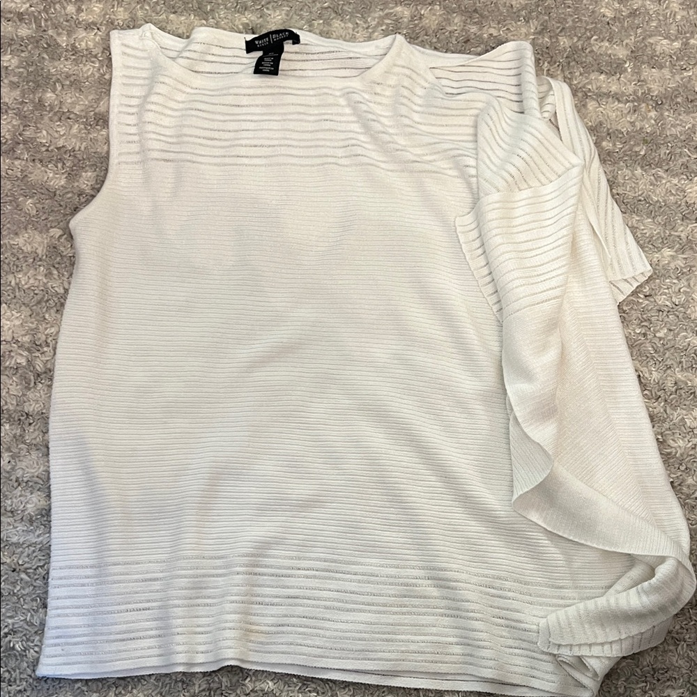 New York & Company White Textured Blouse